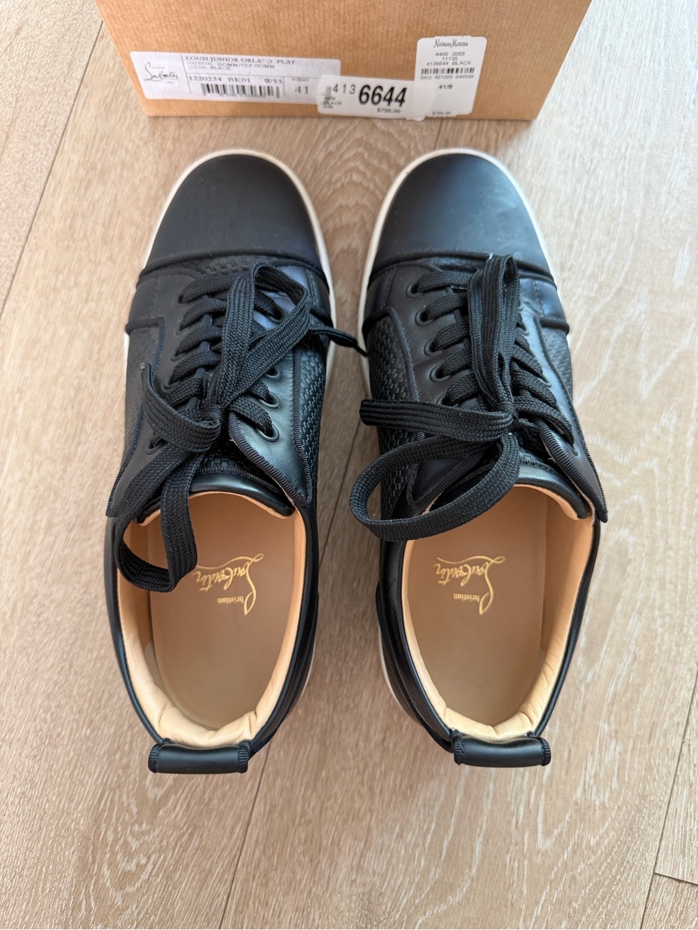 Christian Louboutin Men’s Black Low-Top Leather Sneakers